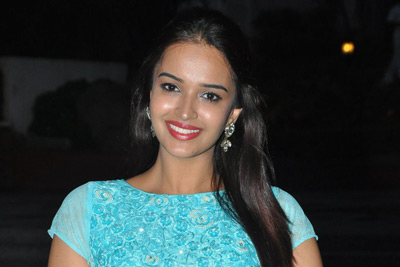 poojitha-stills-at-darshakudu-pre-release-event